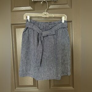 J.Crew Linen Blend Paperbag Skirt – Size Small – Blue Stripe – NWT